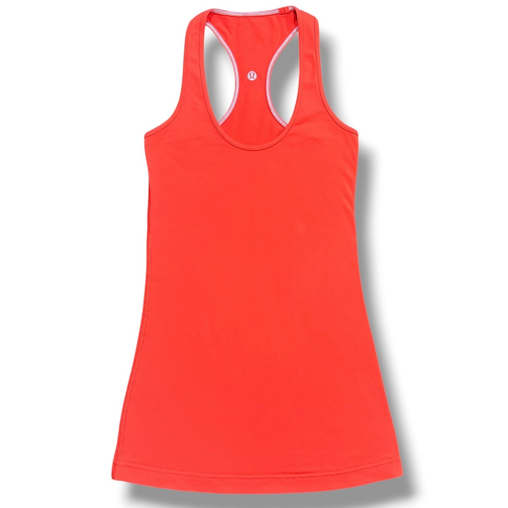 Lululemon Cool Racerback Tank Top Orange Red Luon Yoga Gym Shirt Womens Size 2